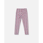 Deux par Deux DEUX PAR DEUX - Organic Cotton Leggings Blue Apple Print 'Automn Apple Pie'