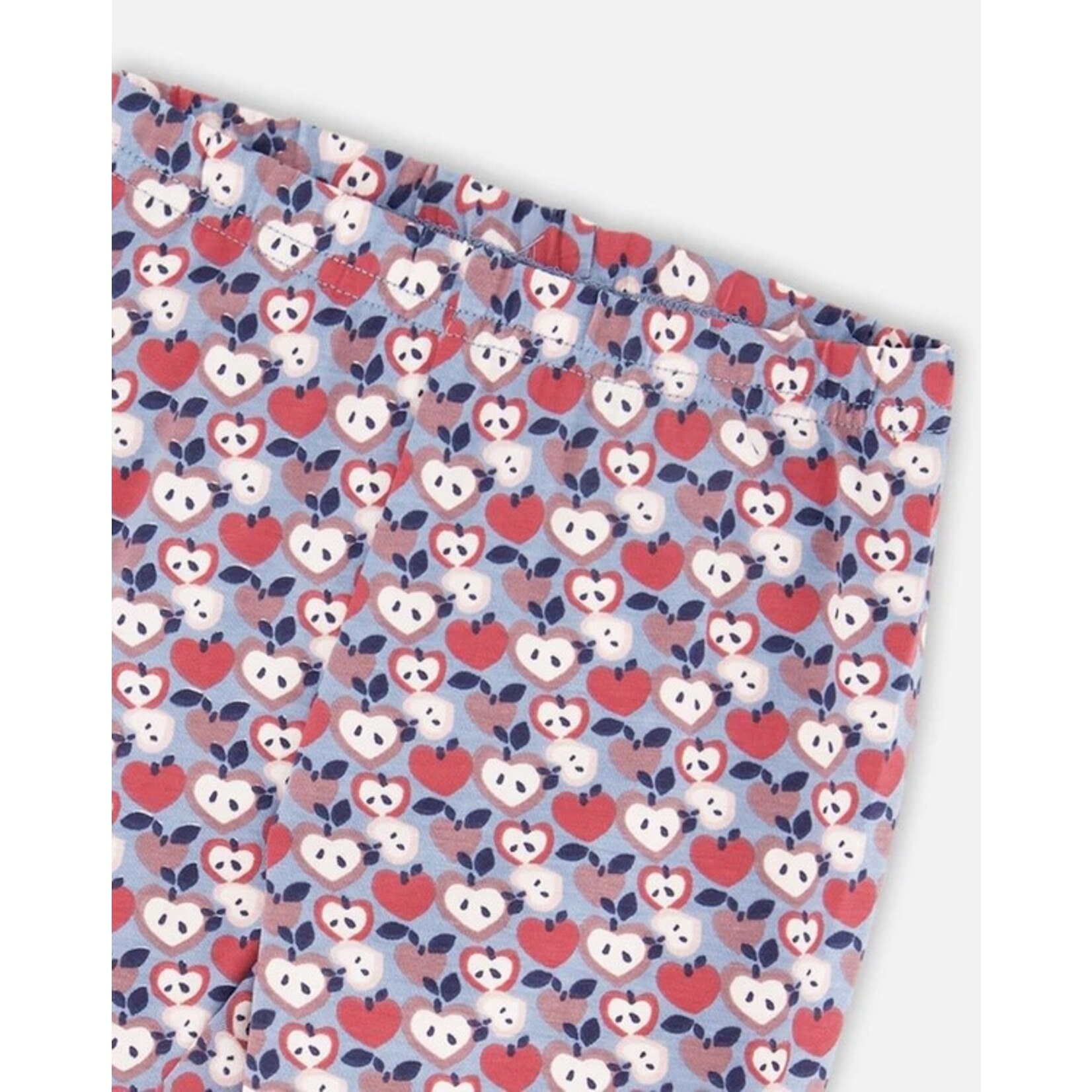 Deux par Deux DEUX PAR DEUX - Organic Cotton Leggings Blue Apple Print 'Automn Apple Pie'