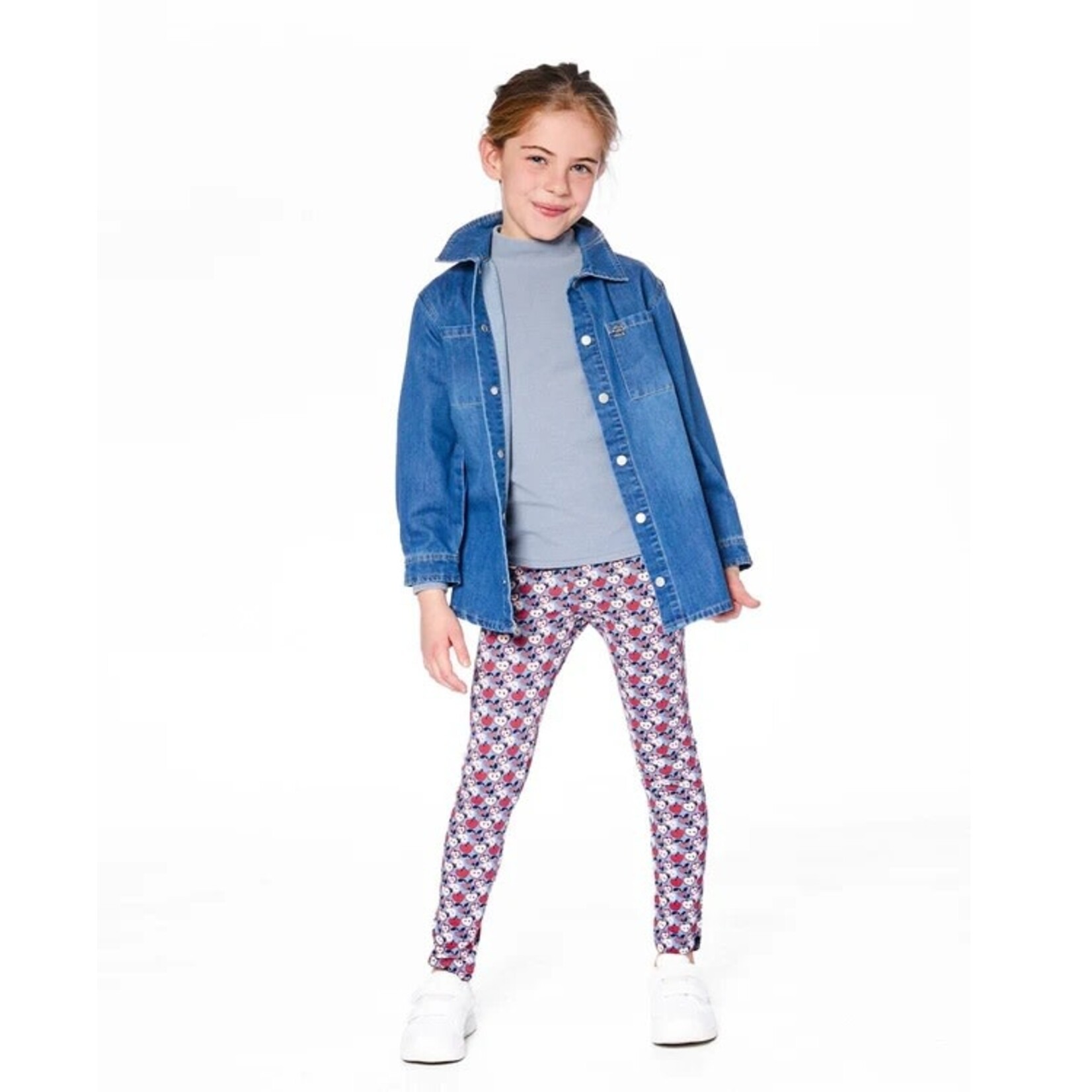 Deux par Deux DEUX PAR DEUX - Organic Cotton Leggings Blue Apple Print 'Automn Apple Pie'