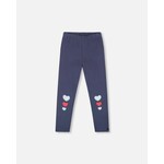 Deux par Deux DEUX PAR DEUX - Organic Cotton Leggings Navy Blue With Hearts 'Automn Apple Pie'