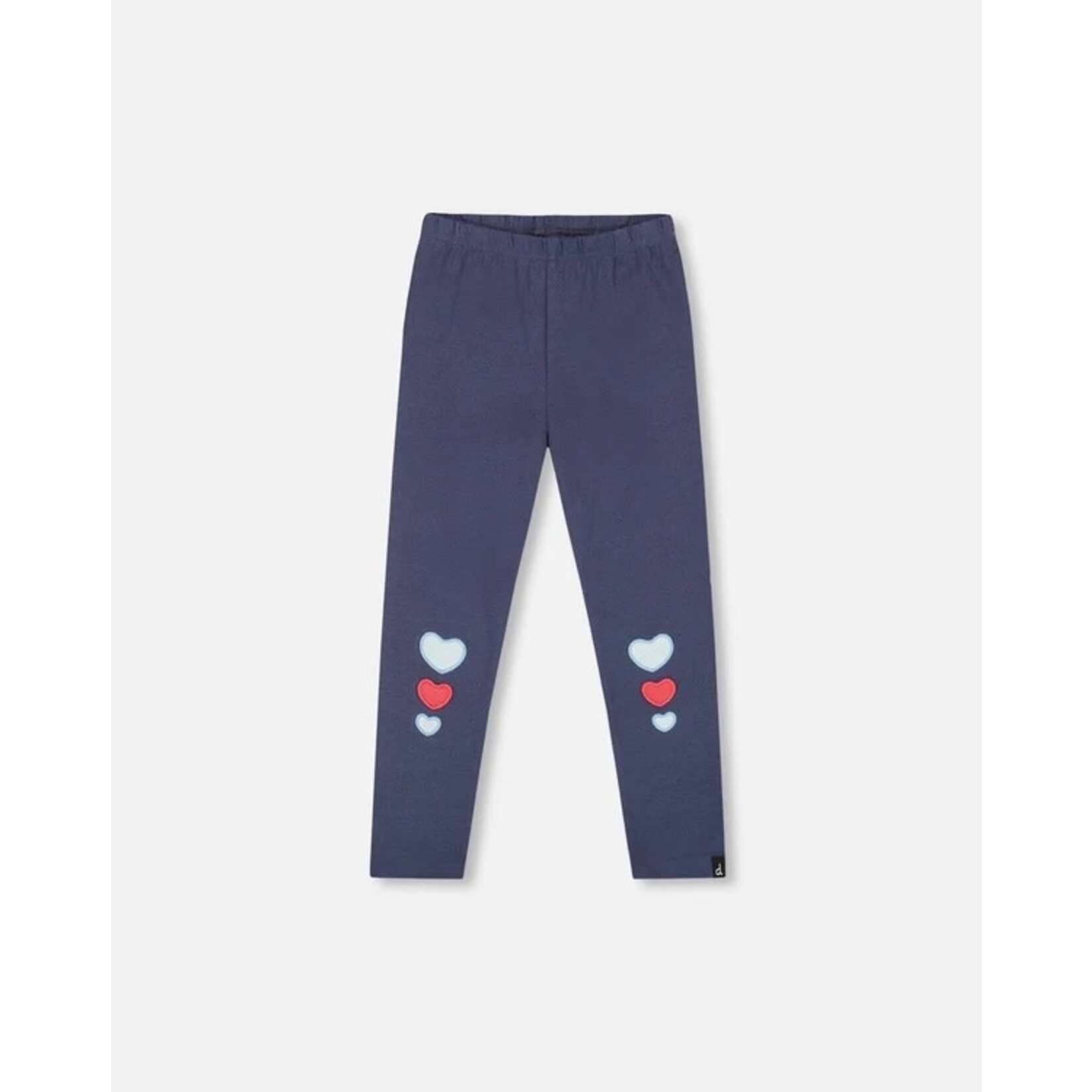 Deux par Deux DEUX PAR DEUX - Organic Cotton Leggings Navy Blue With Hearts 'Automn Apple Pie'