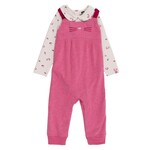 Nanö NANÖ - 2-piece set - Floral patterned diaper cover and pink cat overalls