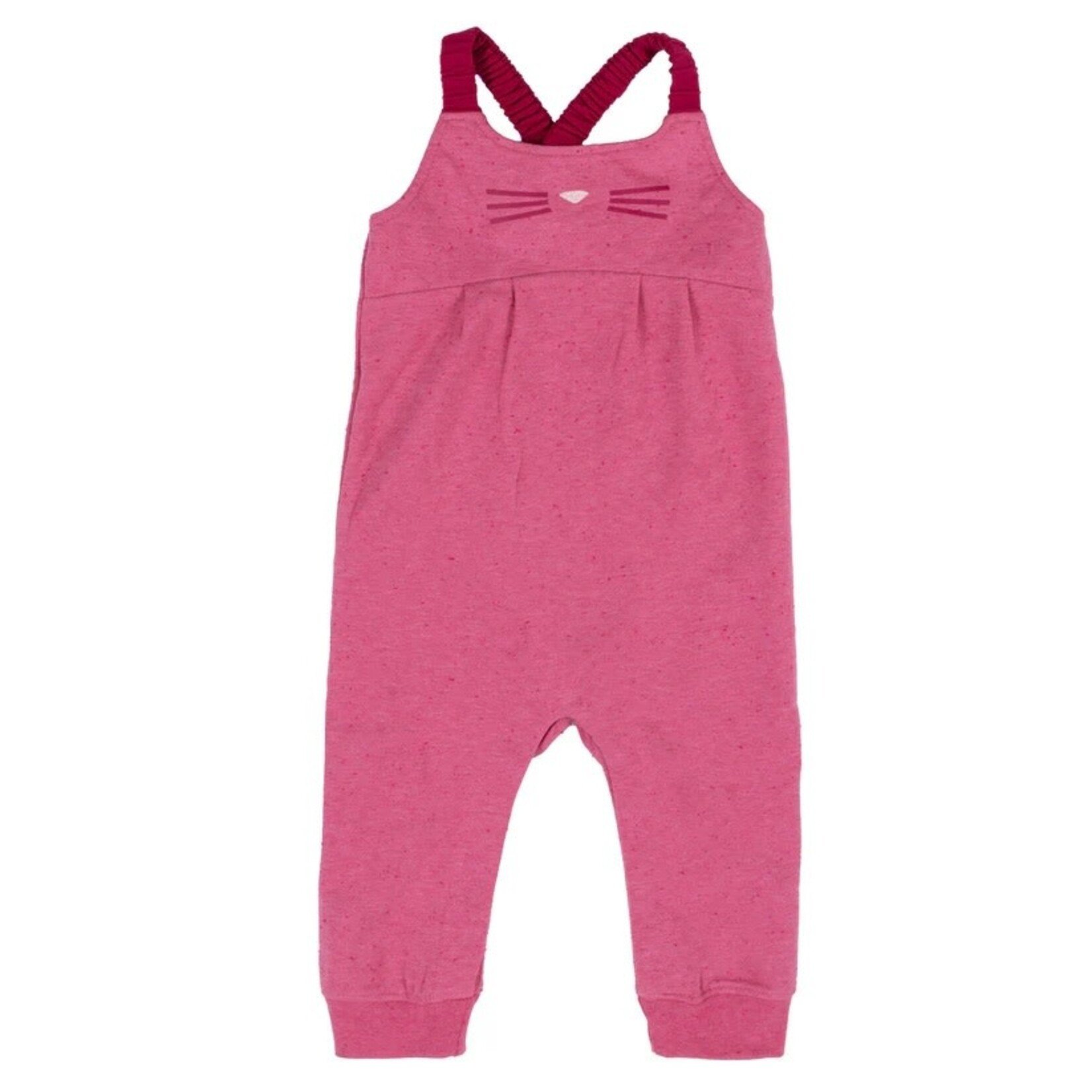 Nanö NANÖ - 2-piece set - Floral patterned diaper cover and pink cat overalls