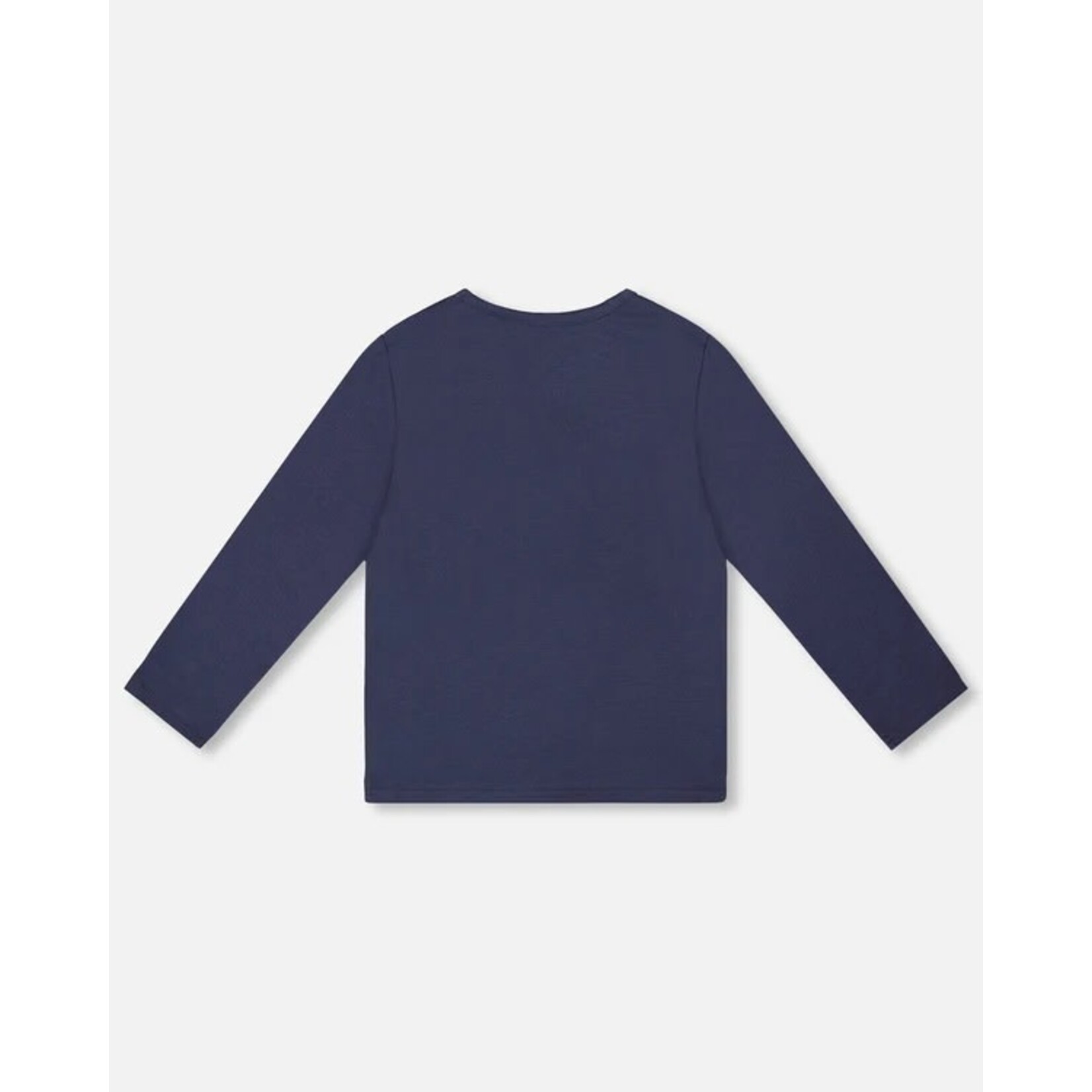Deux par Deux DEUX PAR DEUX - T-shirt à manches longues en coton biologique bleu marine avec pommes d'amour 'Tarte aux pommes'