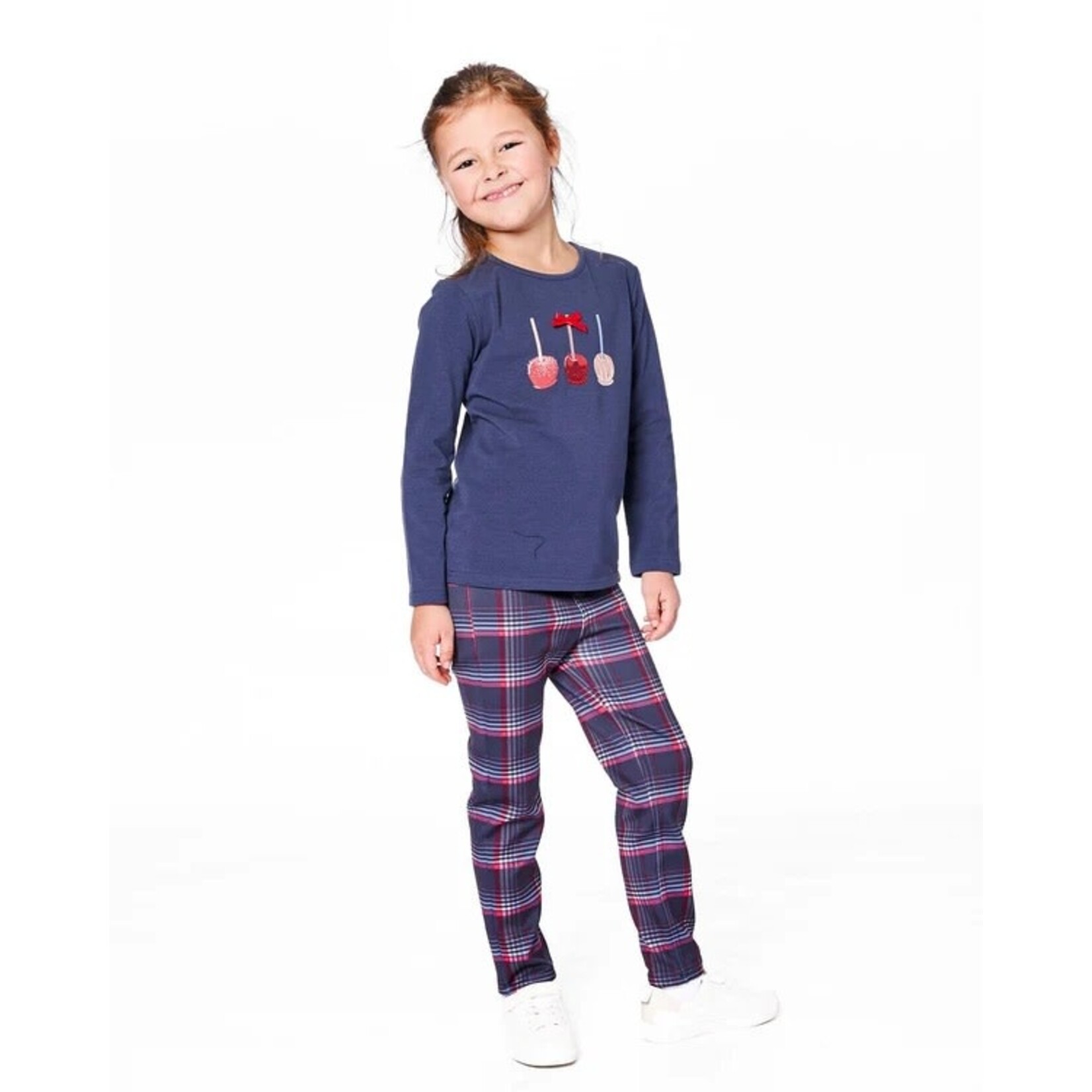 Deux par Deux DEUX PAR DEUX - Organic Cotton Longsleeve T-Shirt Navy Blue With Apple Treats 'Automn Apple Pie'