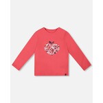 Deux par Deux DEUX PAR DEUX - T-shirt à manches longues en coton biologique rouge avec mini pommes 'Tarte aux pommes'