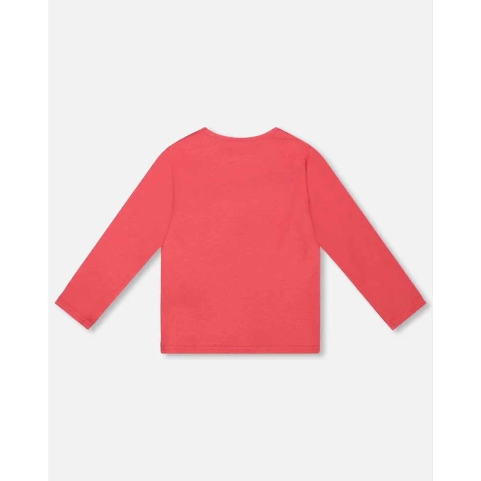 Deux par Deux DEUX PAR DEUX - T-shirt à manches longues en coton biologique rouge avec mini pommes 'Tarte aux pommes'