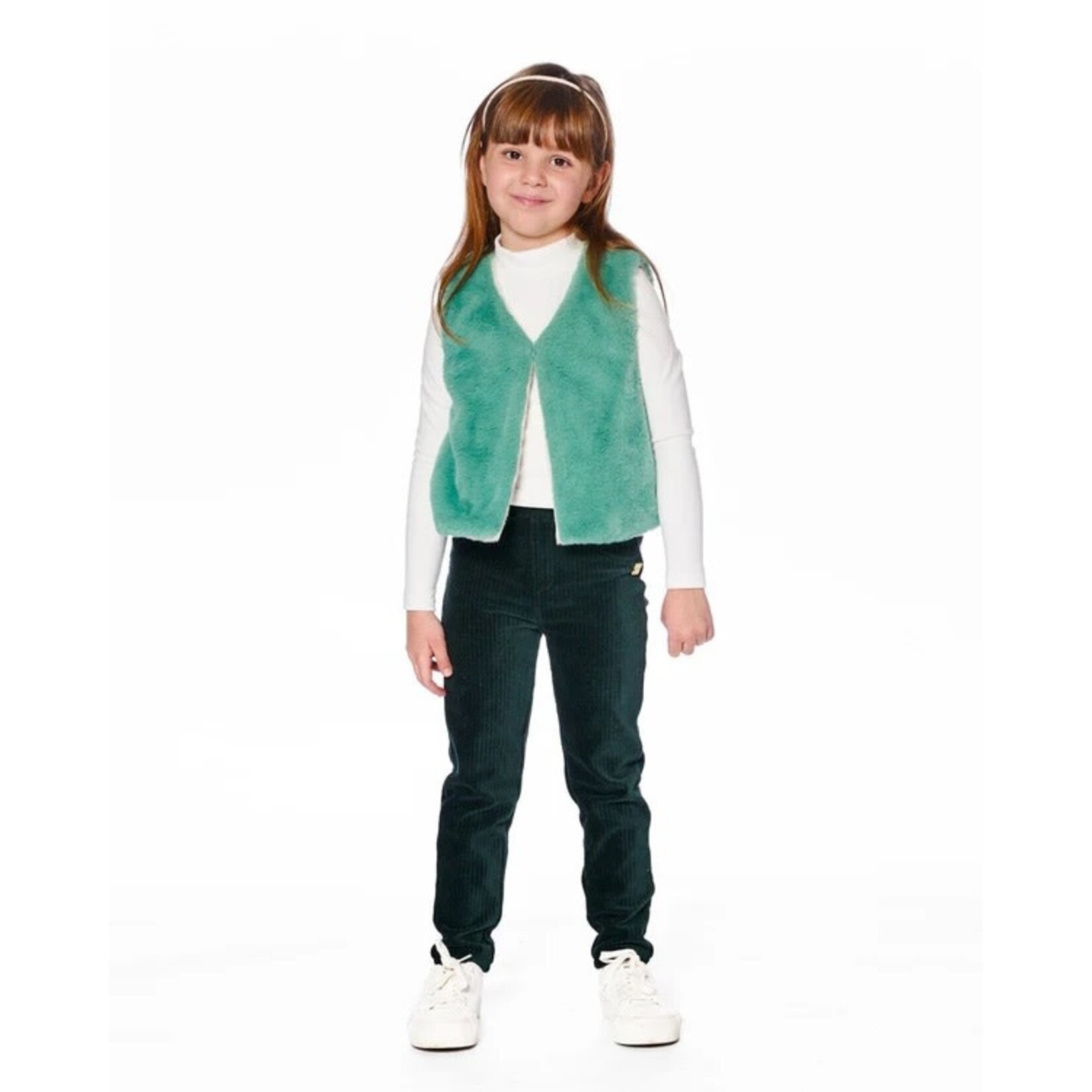 Deux par Deux DEUX PAR DEUX - Veste réversible en fausse fourrure blanc cassé et vert sauge 'Colchiques dans les prés'