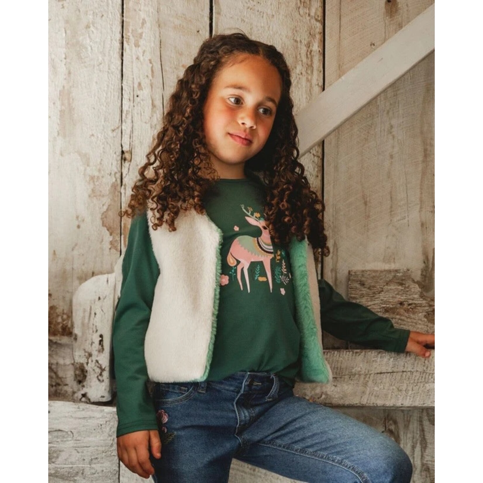 Deux par Deux DEUX PAR DEUX - Reversible Faux Fur Vest 'Chesnuts In The Woods'