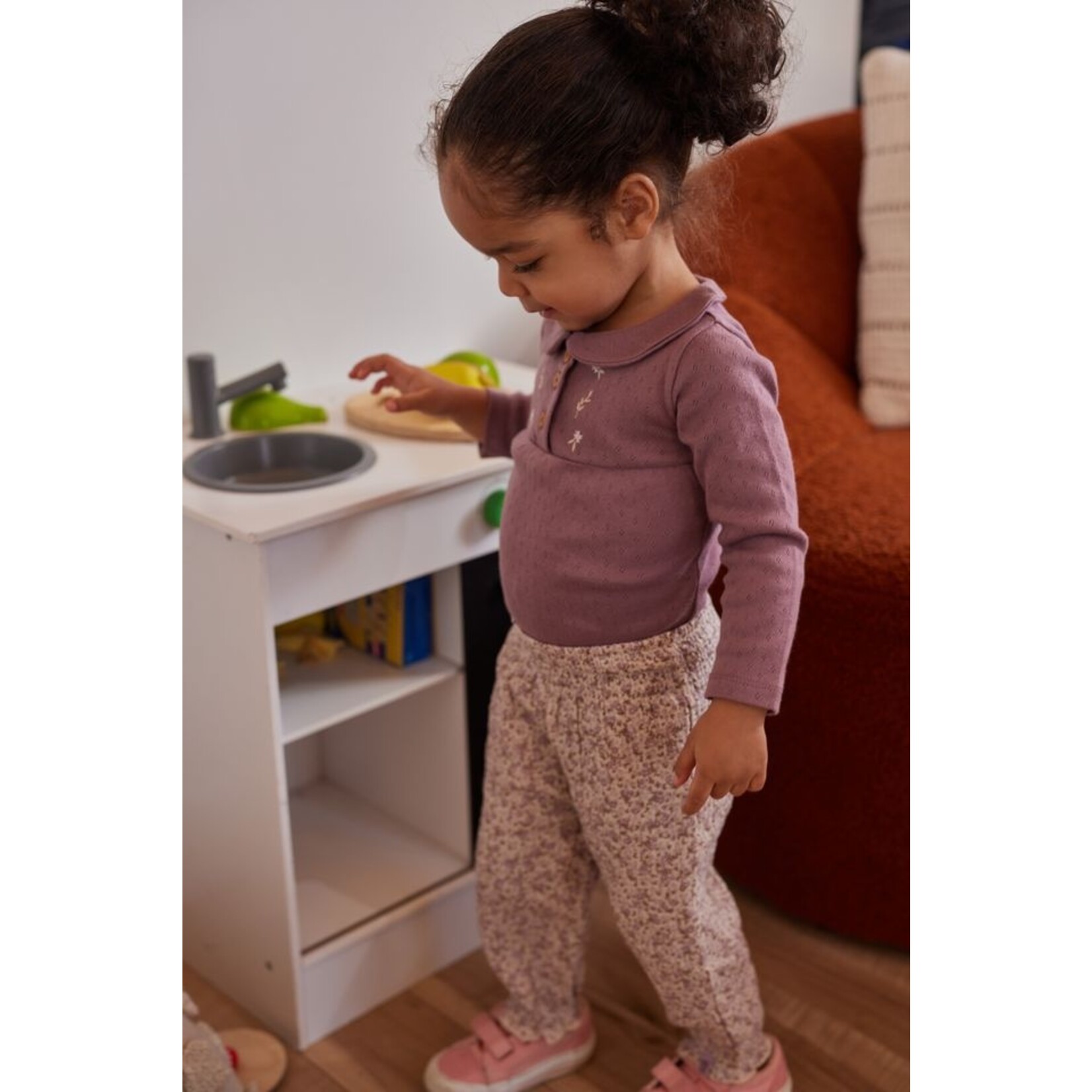 Nanö NANÖ - 2-piece set - Purple long-sleeved bodysuit and floral pants