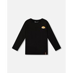 Deux par Deux DEUX PAR DEUX- T-shirt à manches longues en jersey noir imprimé chat et sushis 'B.O.Y.S'