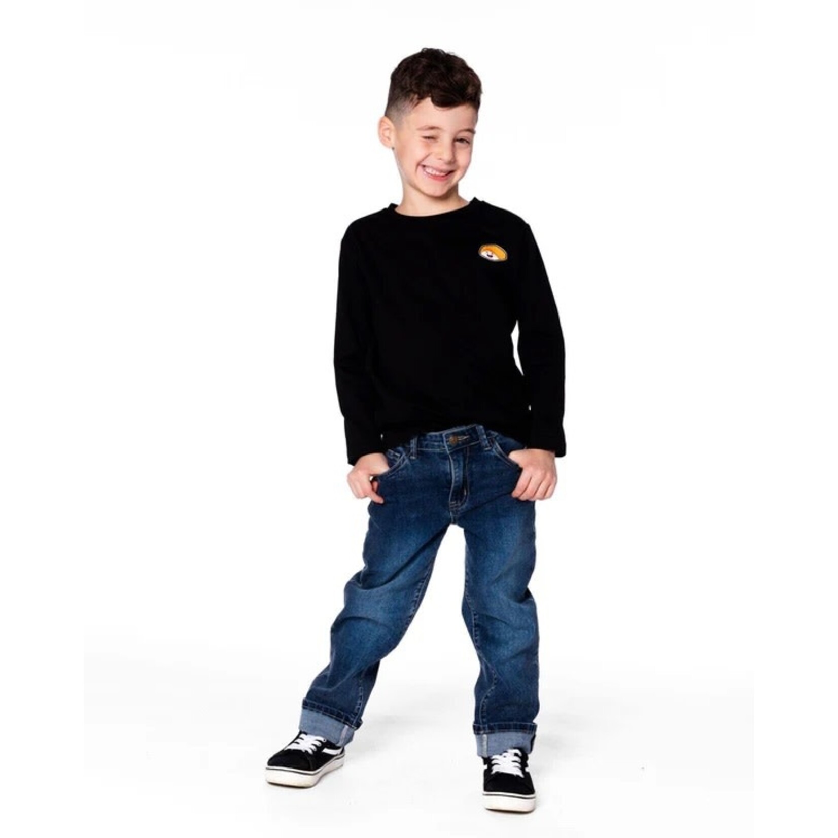 Deux par Deux DEUX PAR DEUX-  Longsleeve Jersey T-Shirt Black With Cat and Sushi Print Back & Front 'B.O.Y.S'