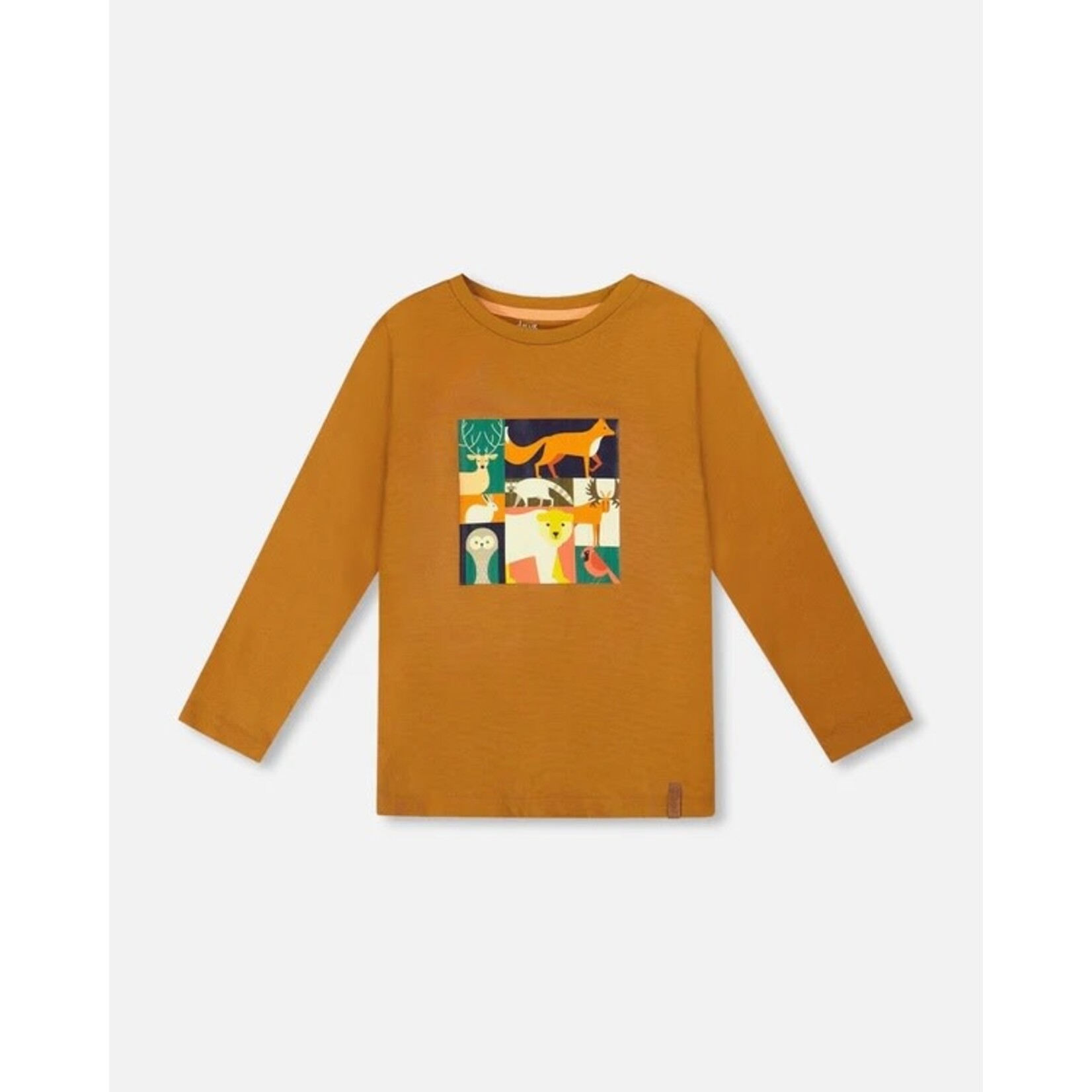 Deux par Deux DEUX PAR DEUX- T-shirt en jersey à manches longues caramel avec collage d'animaux de la forêt  'B.O.Y.S'