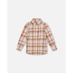 Deux par Deux DEUX PAR DEUX - Surchemise à carreaux blanc cassé, beige et rose 'Adeptes de plein air'