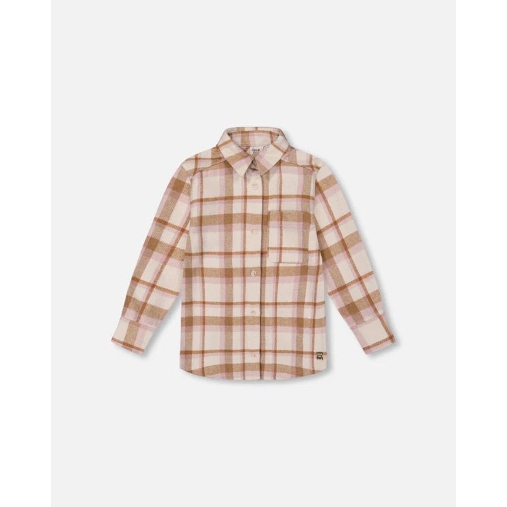 Deux par Deux DEUX PAR DEUX - Surchemise à carreaux blanc cassé, beige et rose 'Adeptes de plein air'