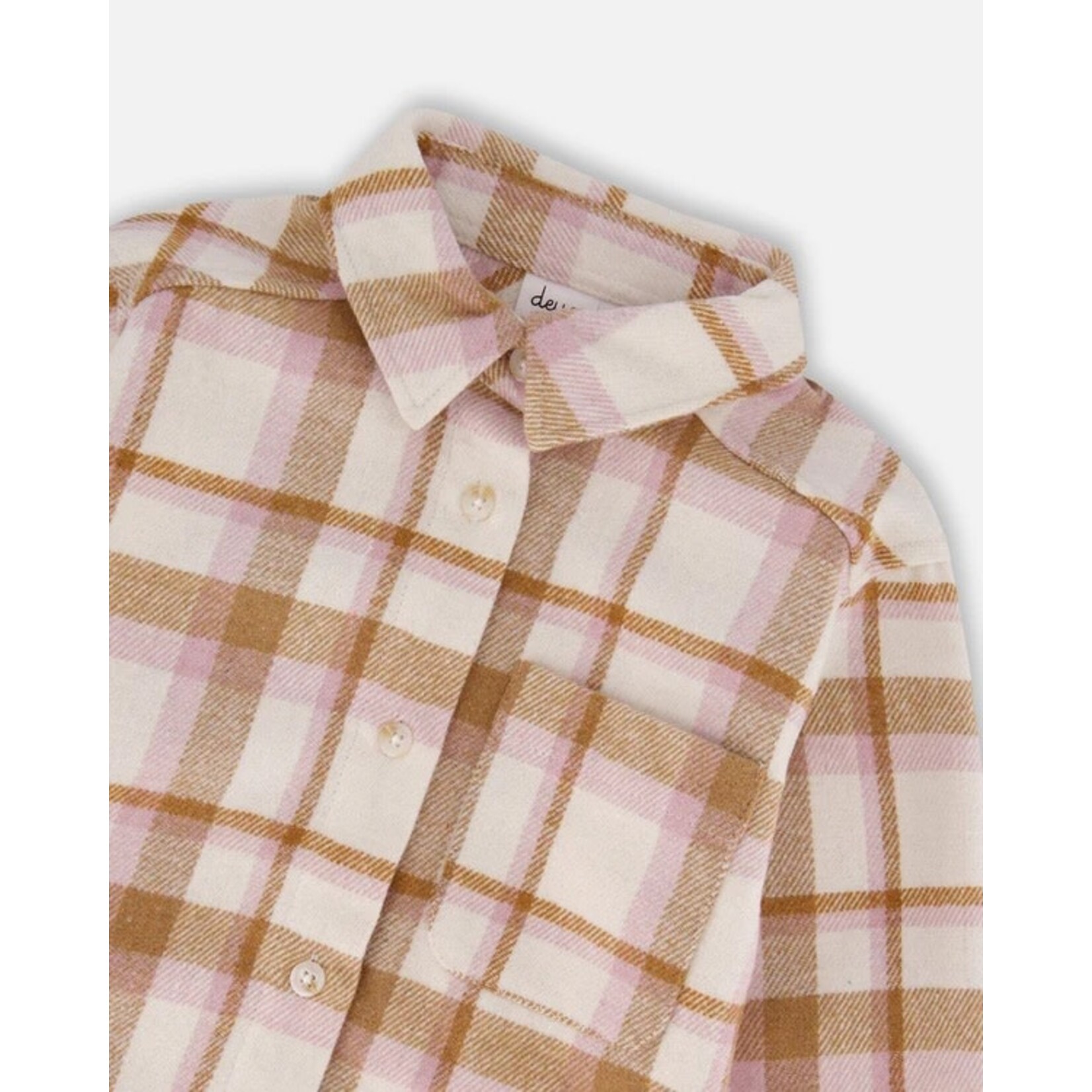 Deux par Deux DEUX PAR DEUX - Surchemise à carreaux blanc cassé, beige et rose 'Adeptes de plein air'