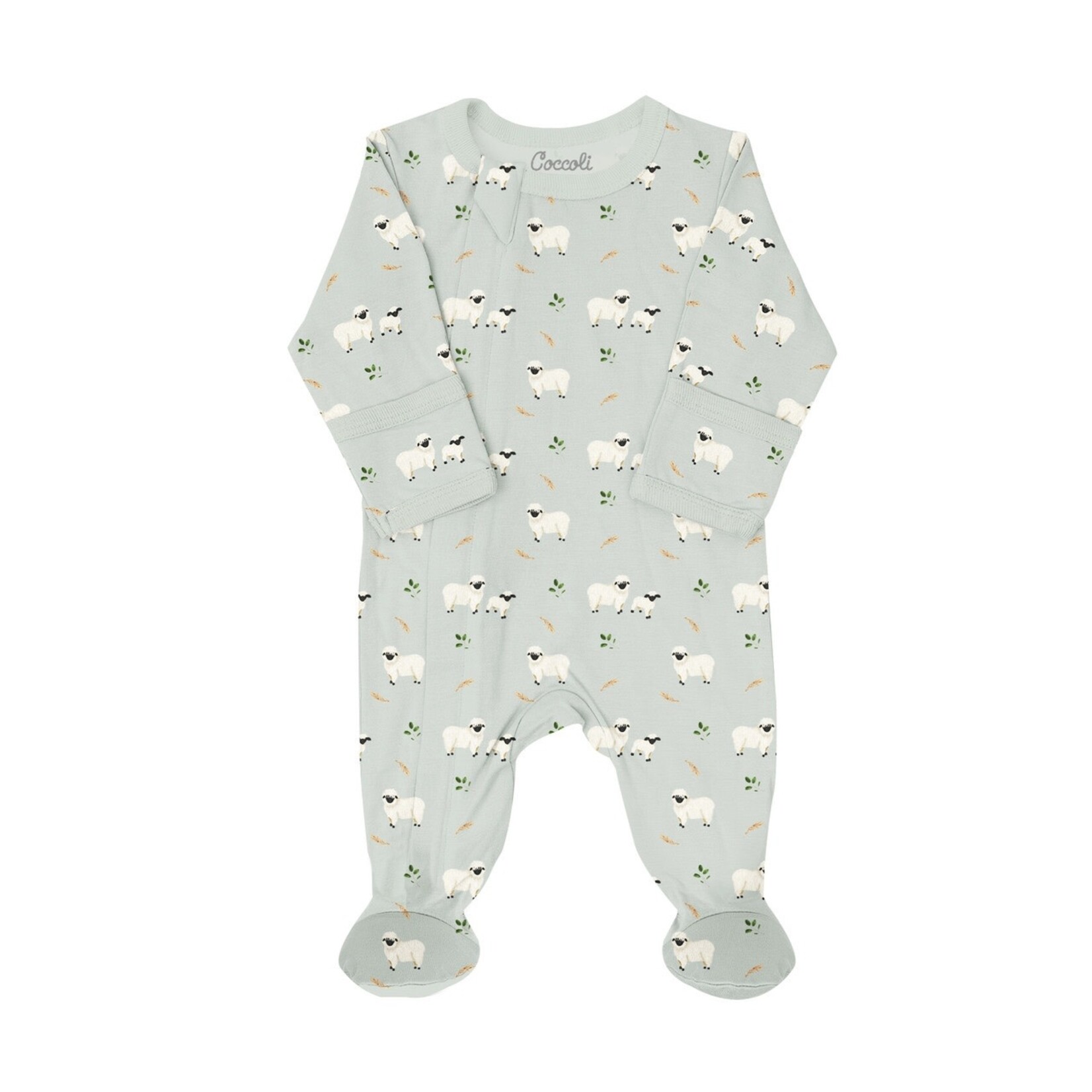 Coccoli COCCOLI - Pyjama une pièce pour bébé en modal bleu avec imprimé de moutons