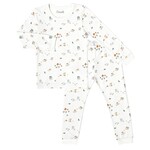 Coccoli COCCOLI - Cream modal two-piece long pyjamas with mushroom pattern