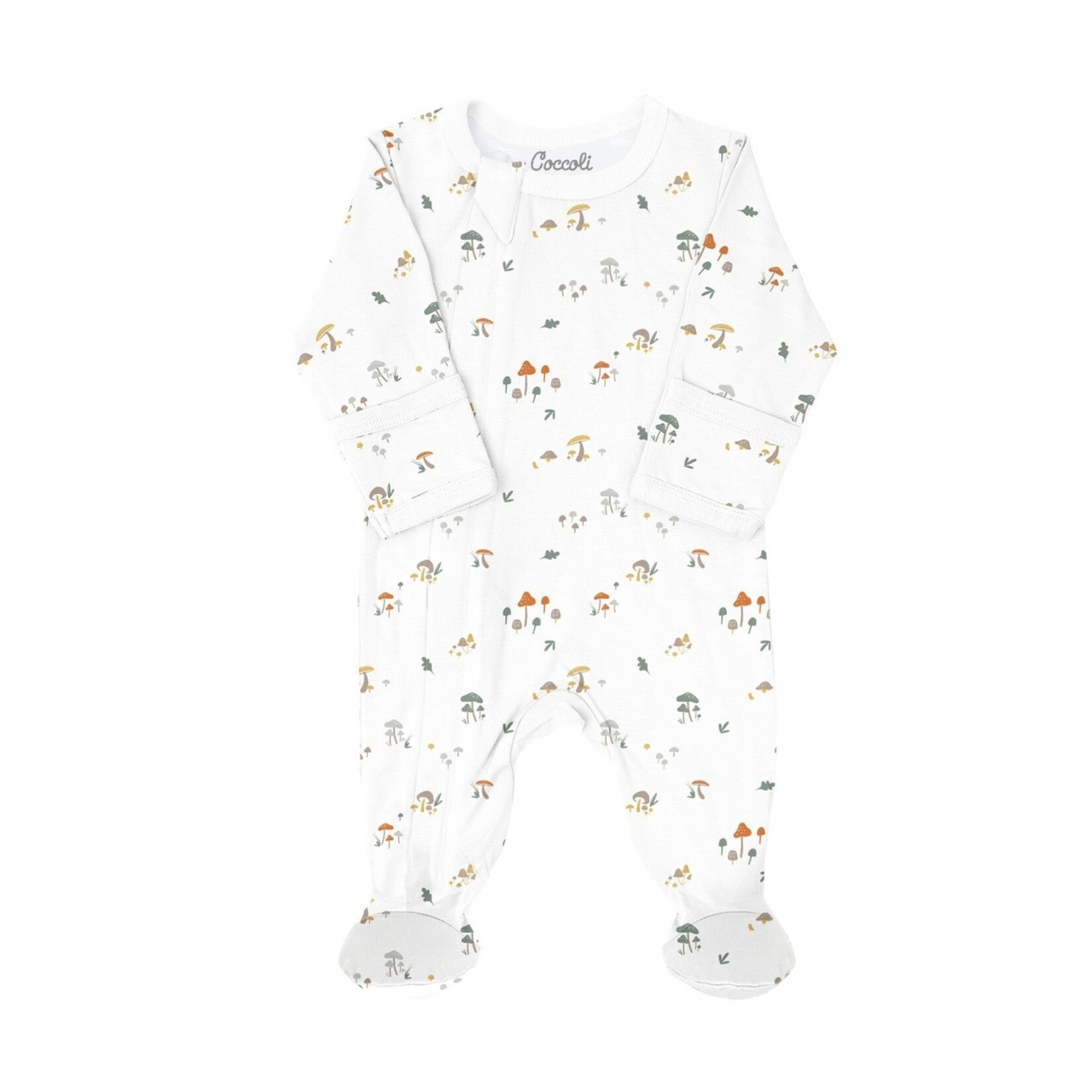 Coccoli COCCOLI - Pyjama une pièce pour bébé en modal blanc avec imprimé de champignons