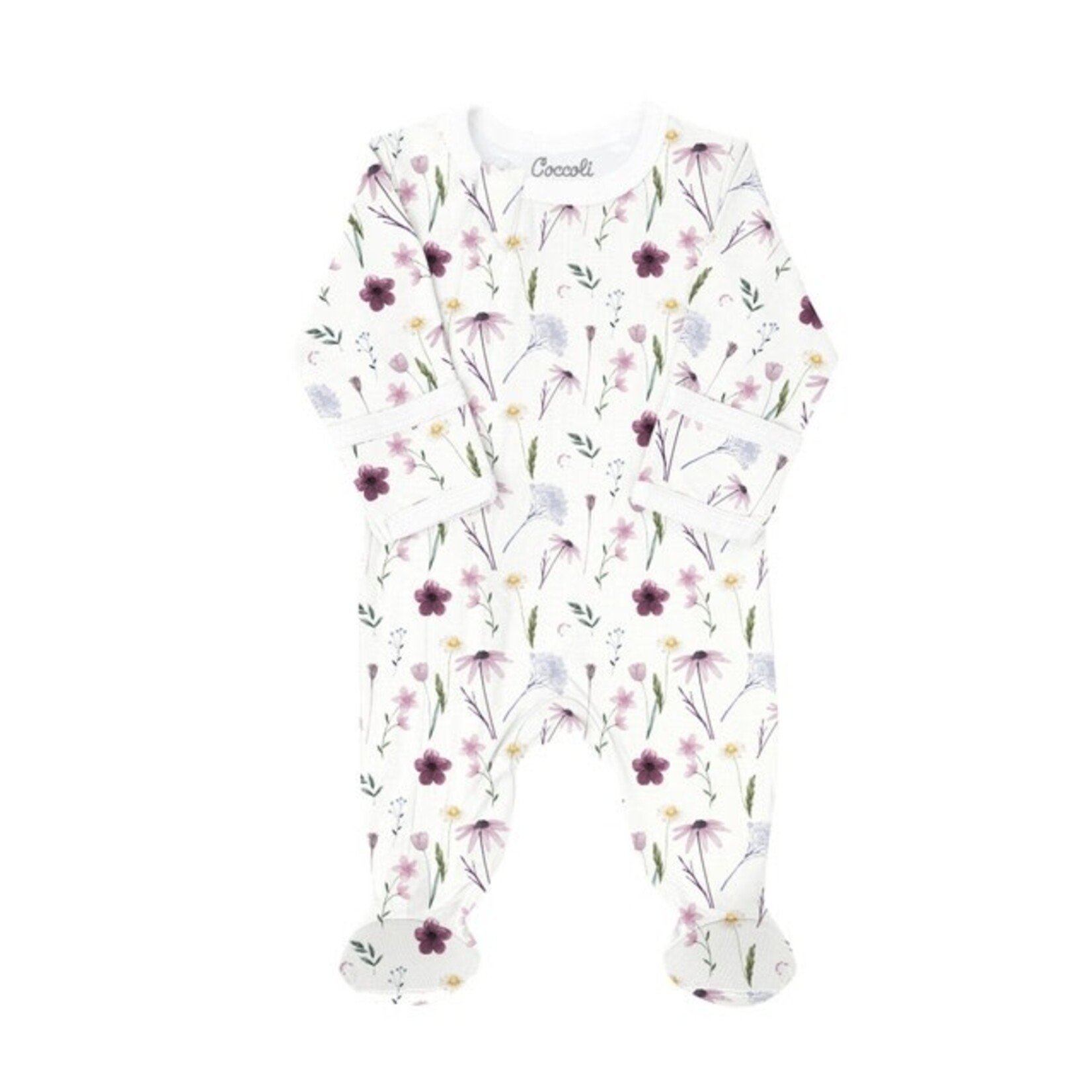 Coccoli COCCOLI - Pyjama une pièce pour bébé en modal blanc avec imprimé de fleurs