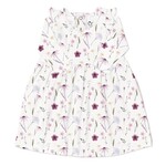 Coccoli COCCOLI - White long-sleeved dress with ruffles and floral print
