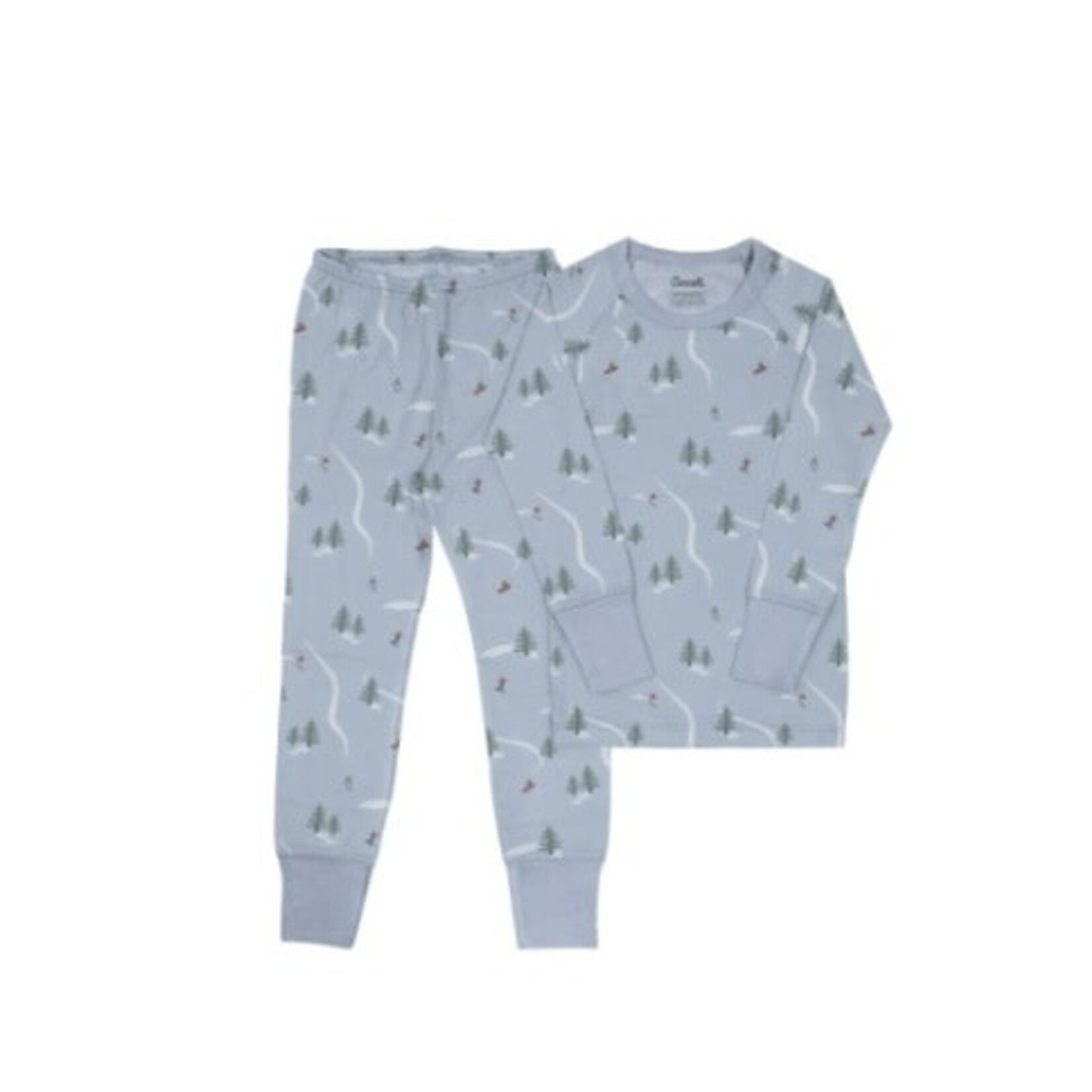 Coccoli COCCOLI - Pyjama long deux pièces bleu en modal avec motifs de skieurs
