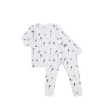 Coccoli COCCOLI - Long two-piece blue-grey modal pyjamas with winter fun pattern