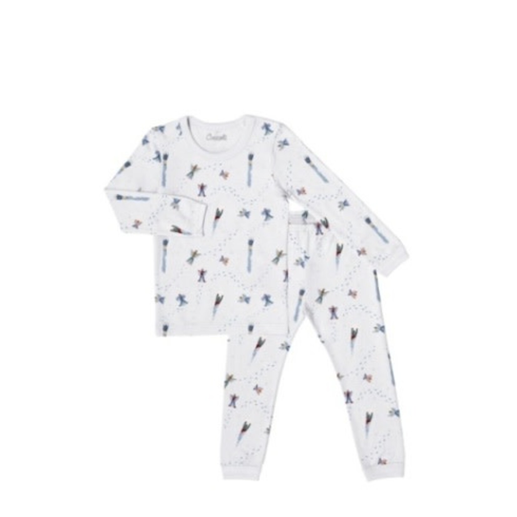 Coccoli COCCOLI - Long two-piece blue-grey modal pyjamas with winter fun pattern