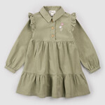 Miles the label MILES THE LABEL - Robe en velours sauge avec broderie de fleur et  bordures à volants