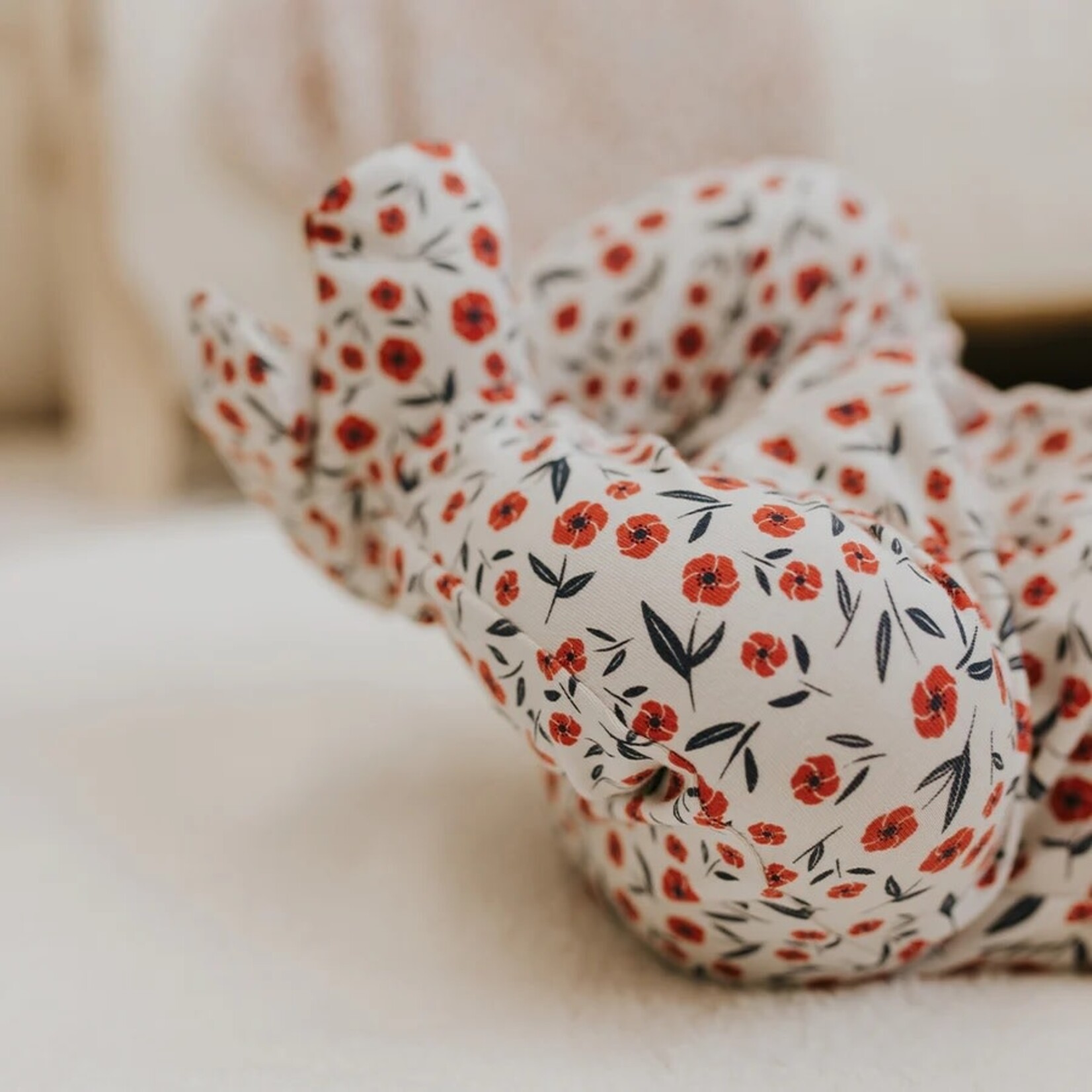Petit Lem PETIT LEM - Beige baby pajamas with poppy floral print