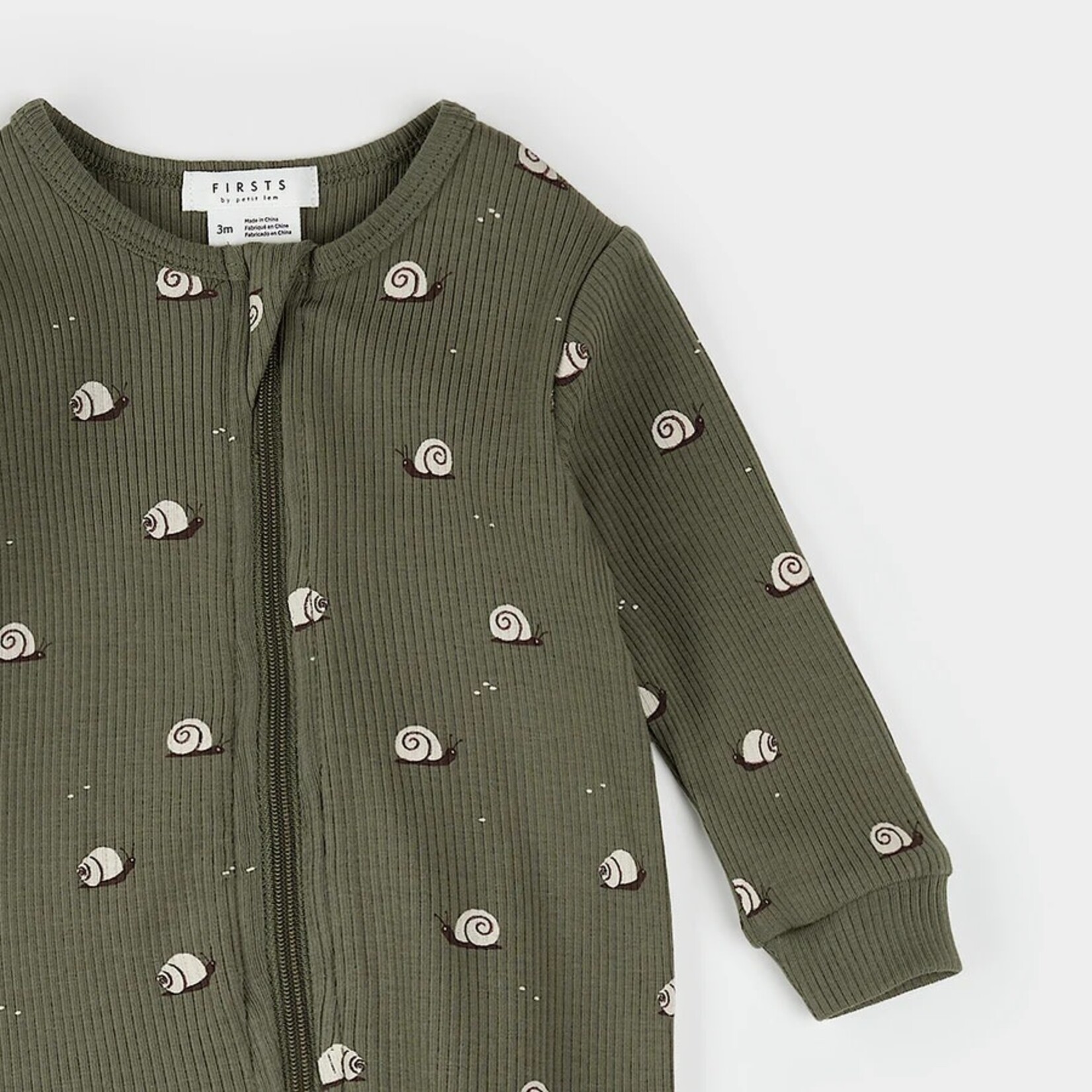 Petit Lem PETIT LEM - Pyjama de bébé vert à imprimé d'escargots