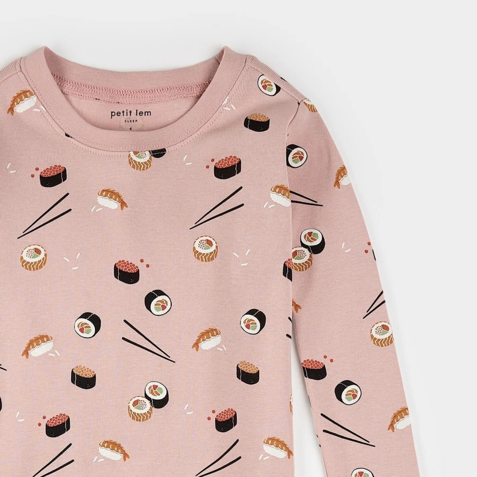 Petit Lem PETIT LEM - Ensemble pyjama rose à imprimé sushis