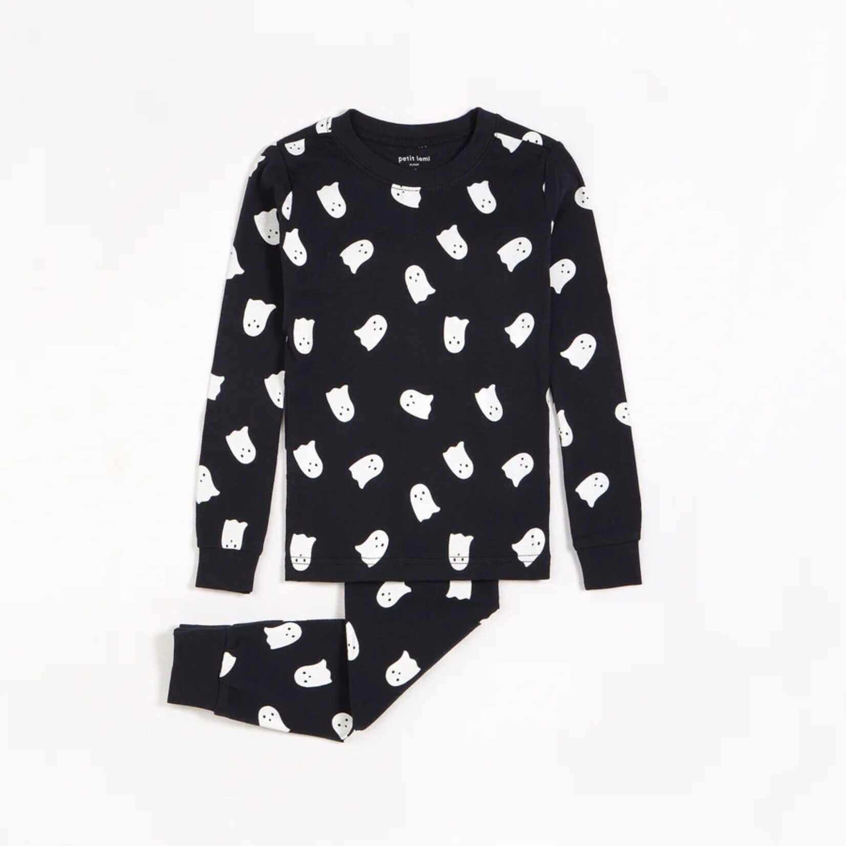 Petit Lem PETIT LEM - Ensemble pyjama noir avec imprimé de fantôme (Glow in the dark)