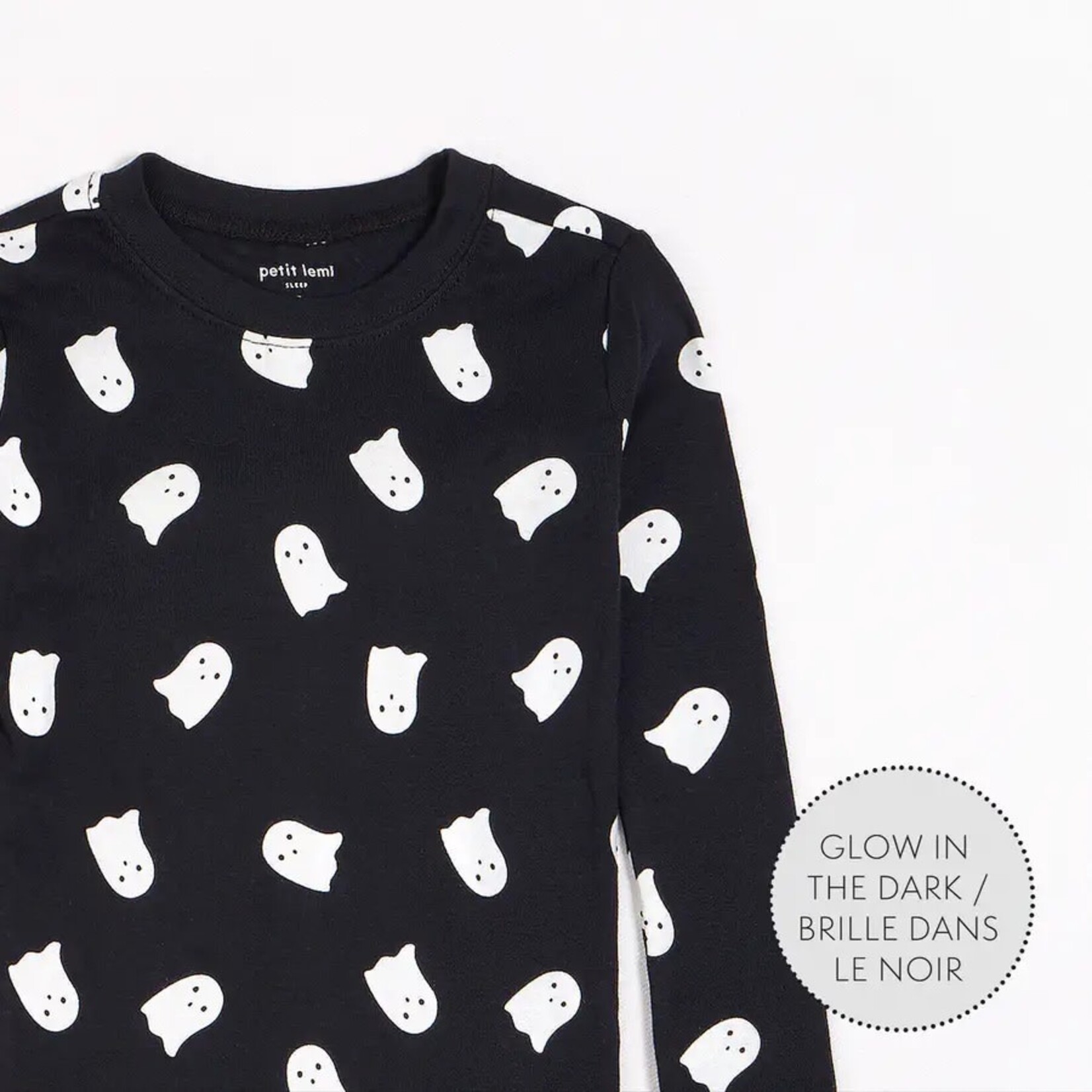 Petit Lem PETIT LEM - Ensemble pyjama noir avec imprimé de fantôme (Glow in the dark)