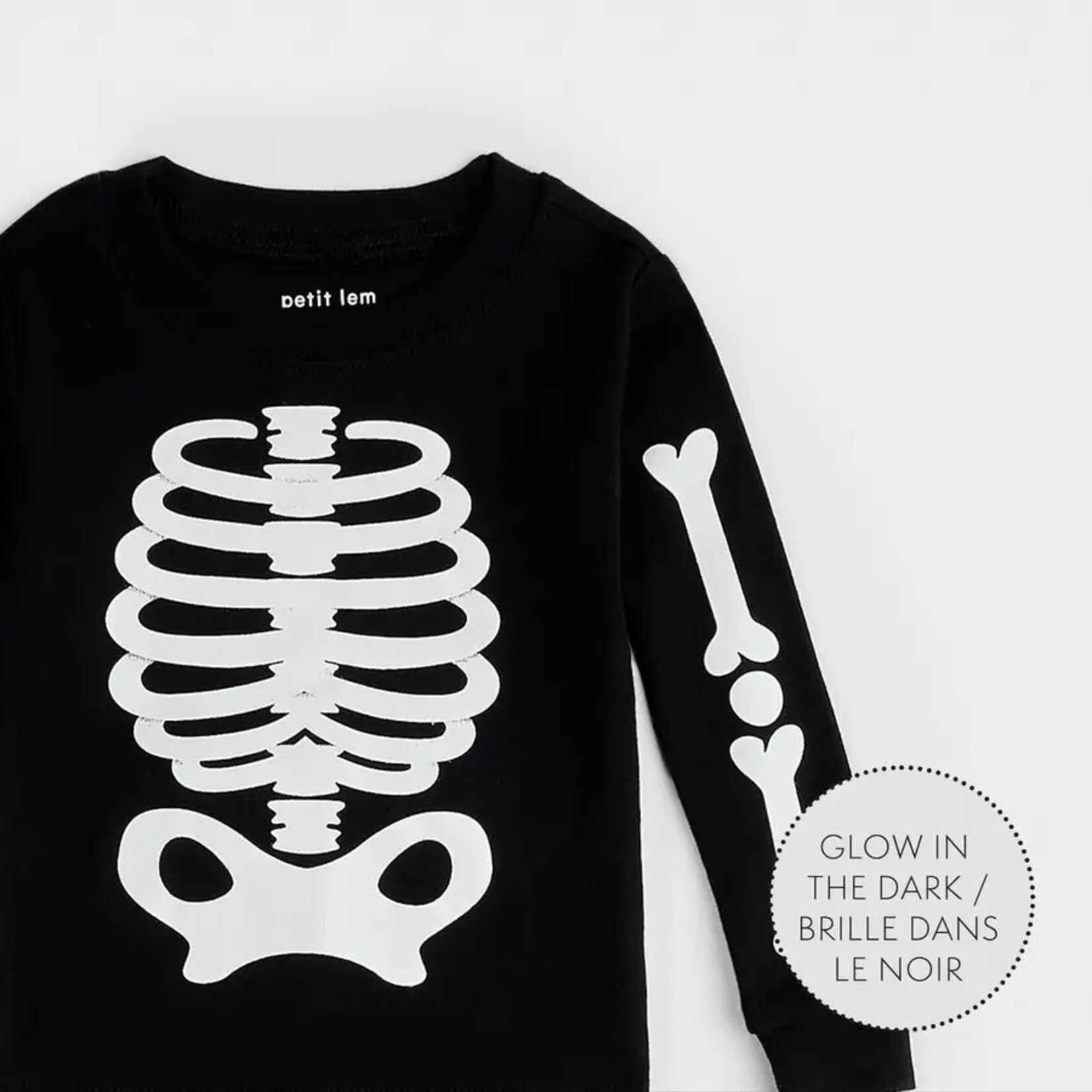 Petit Lem PETIT LEM - Ensemble pyjama noir à imprimés de squelettes phosphorescent