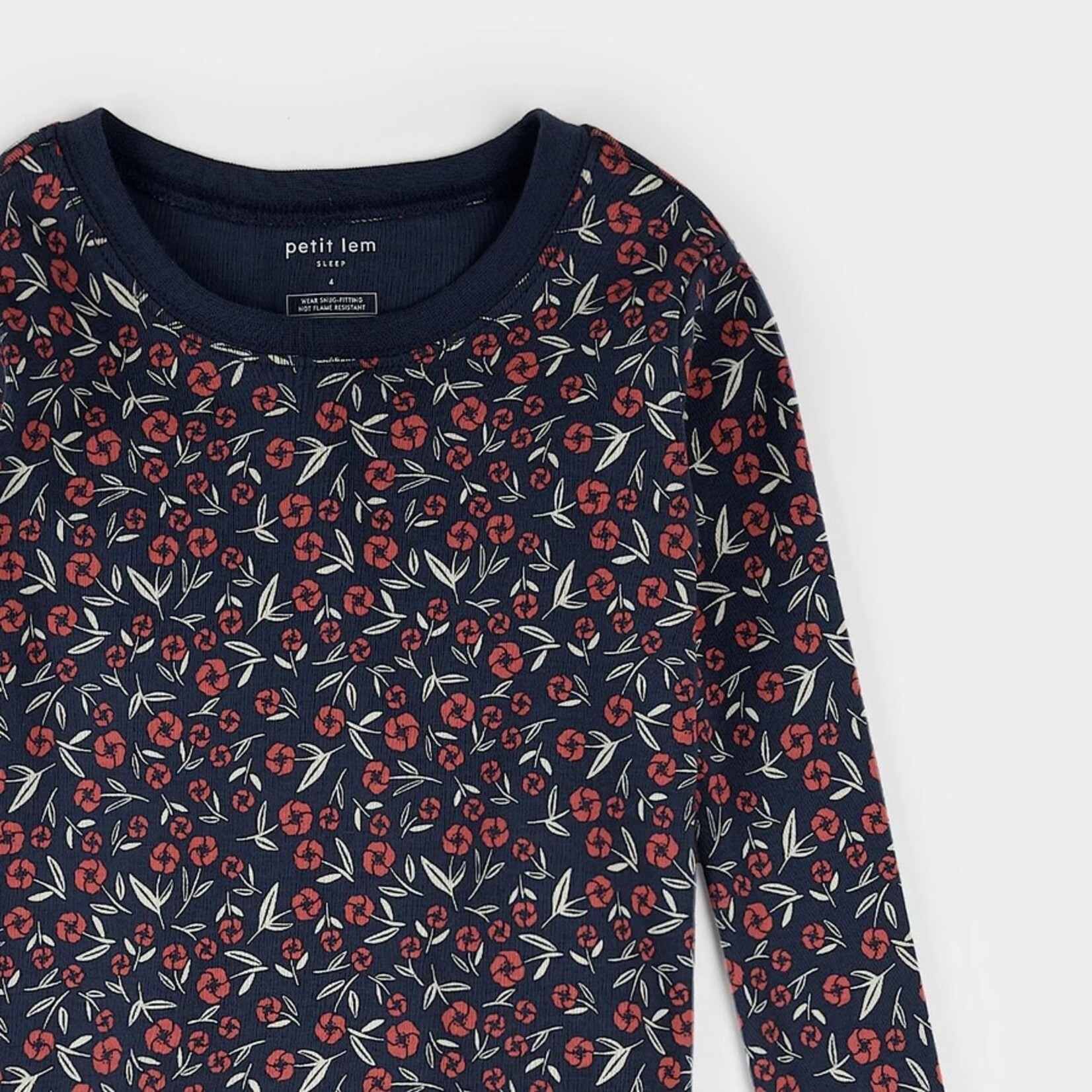Petit Lem PETIT LEM - Navy blue pajama set with poppy print