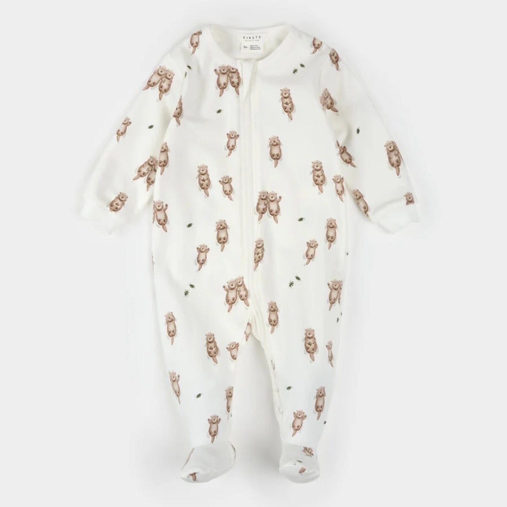 Petit Lem PETIT LEM - Off-white baby pajamas with otter print