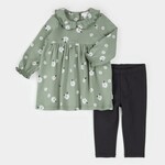 Petit Lem PETIT LEM - Ensemble de robe sauge à imprimé de marguerites et legging