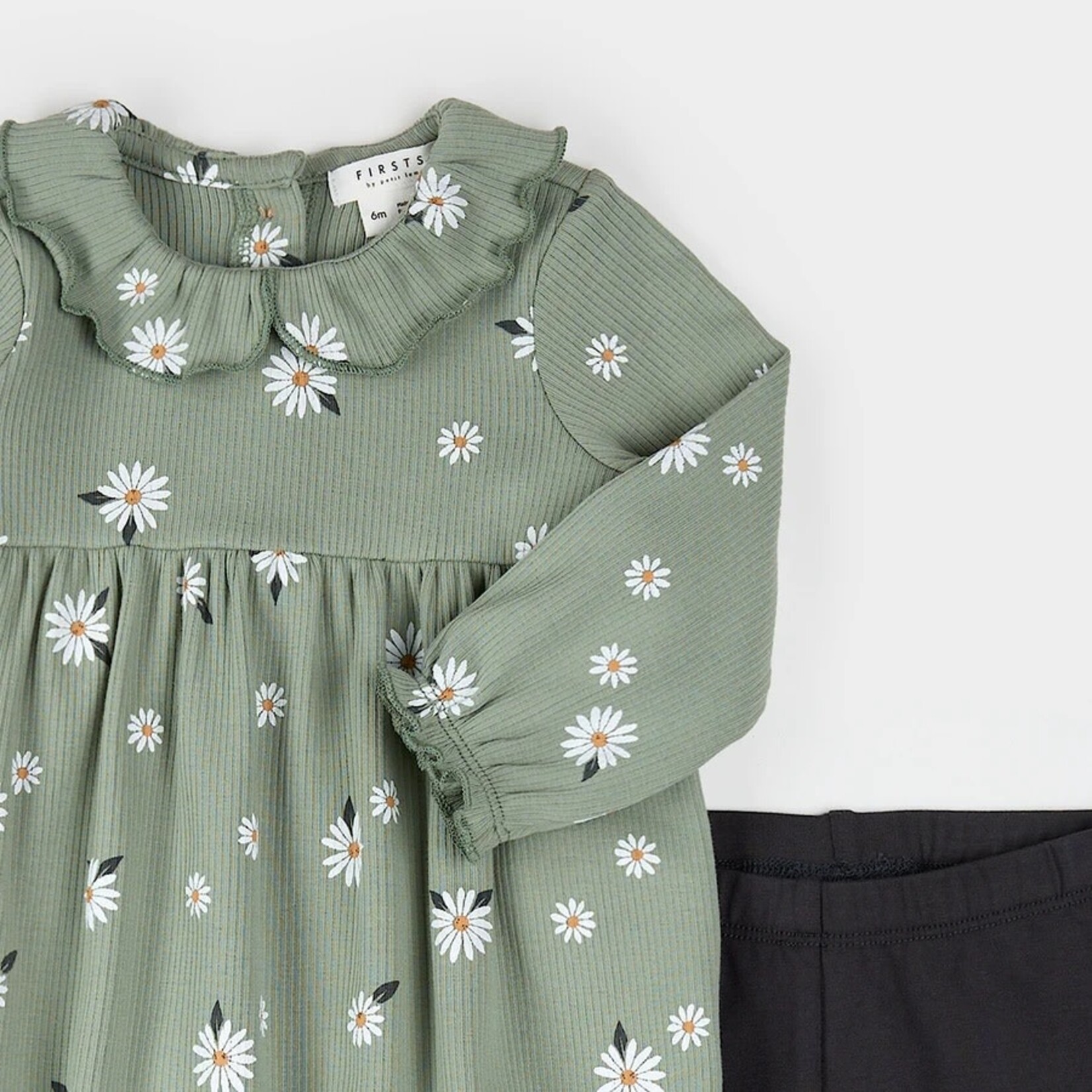 Petit Lem PETIT LEM - Ensemble de robe sauge à imprimé de marguerites et legging