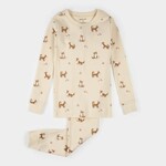 Petit Lem PETIT LEM - Ensemble pyjama blanc cassé à imprimé de corgi