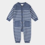 Petit Lem PETIT LEM - Combinaison en tricot rayé bleu denim