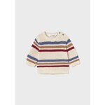 Mayoral MAYORAL - Knit Long Sleeved Sweater with Blue, Orange and Red Stripes