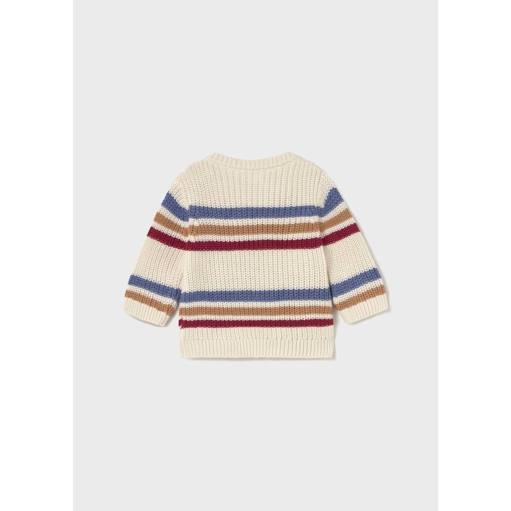 Mayoral MAYORAL - Knit Long Sleeved Sweater with Blue, Orange and Red Stripes