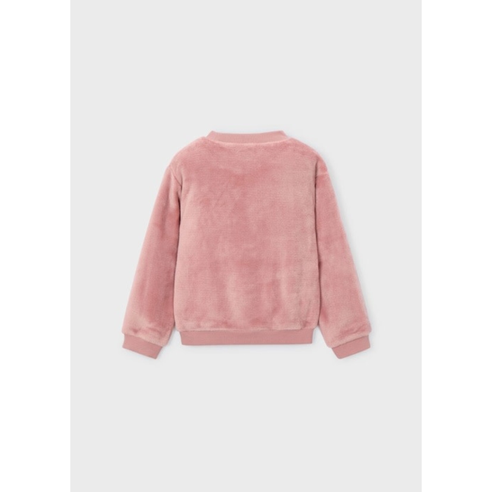 Mayoral MAYORAL - Chandail style pull rose fausse fourrue avec broderie de fleurs