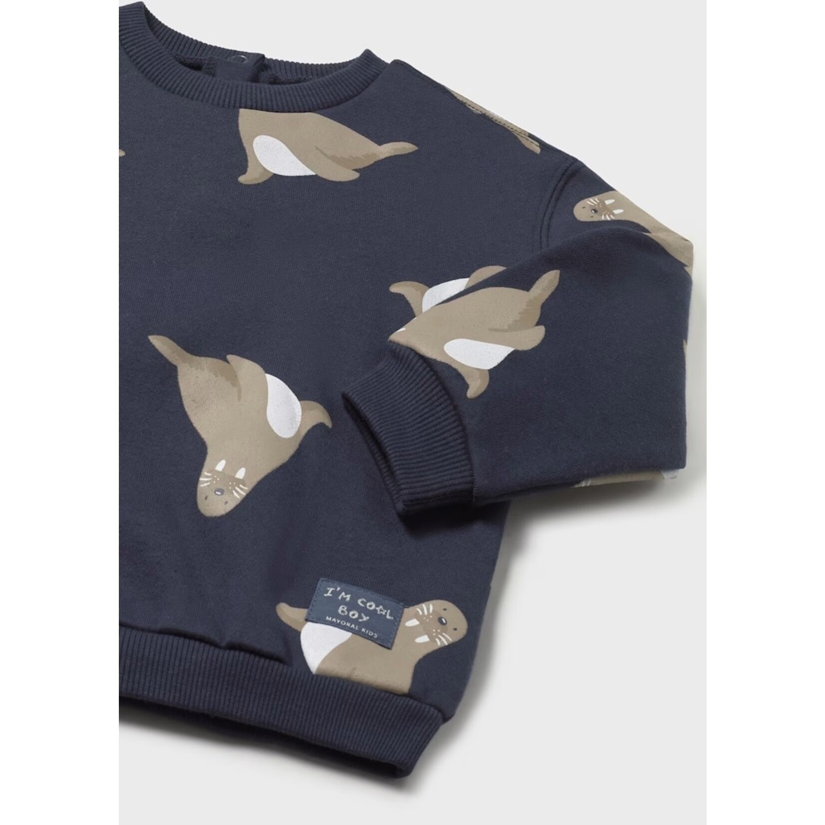 Mayoral MAYORAL - Chandail de style pull bleu nuit avec imprimé de morses