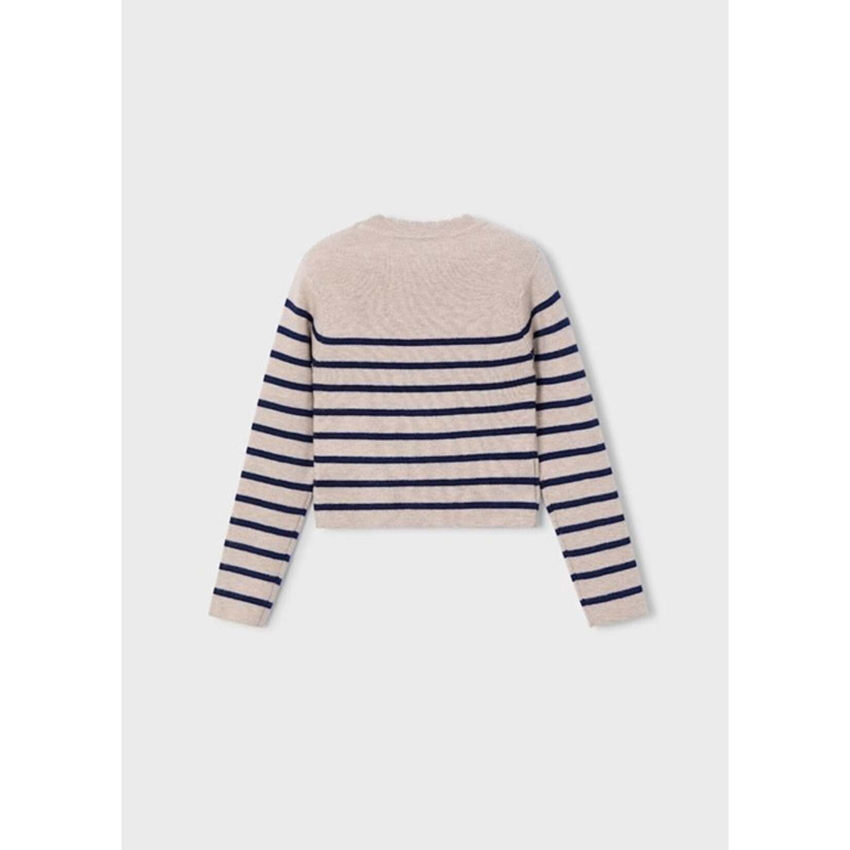Mayoral MAYORAL - Chandail à manches longues en tricot beige à rayures bleu marine