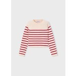 Mayoral MAYORAL - Chandail à manches longues en tricot blanc crème à rayures rouges