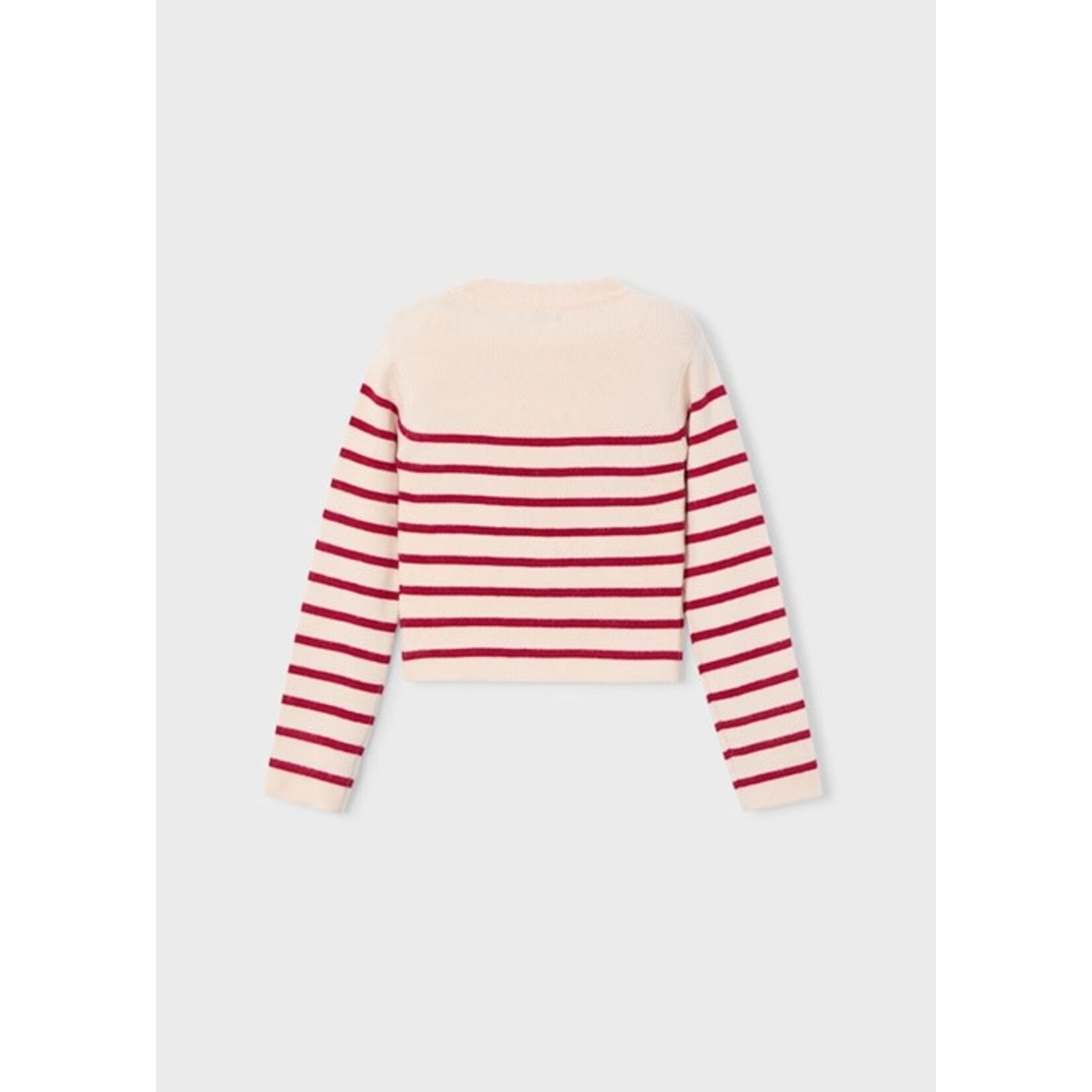 Mayoral MAYORAL - Chandail à manches longues en tricot blanc crème à rayures rouges