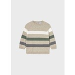 Mayoral MAYORAL - Chandail à manches longues en tricot léger beige chiné à blocs blanc, vert et gris