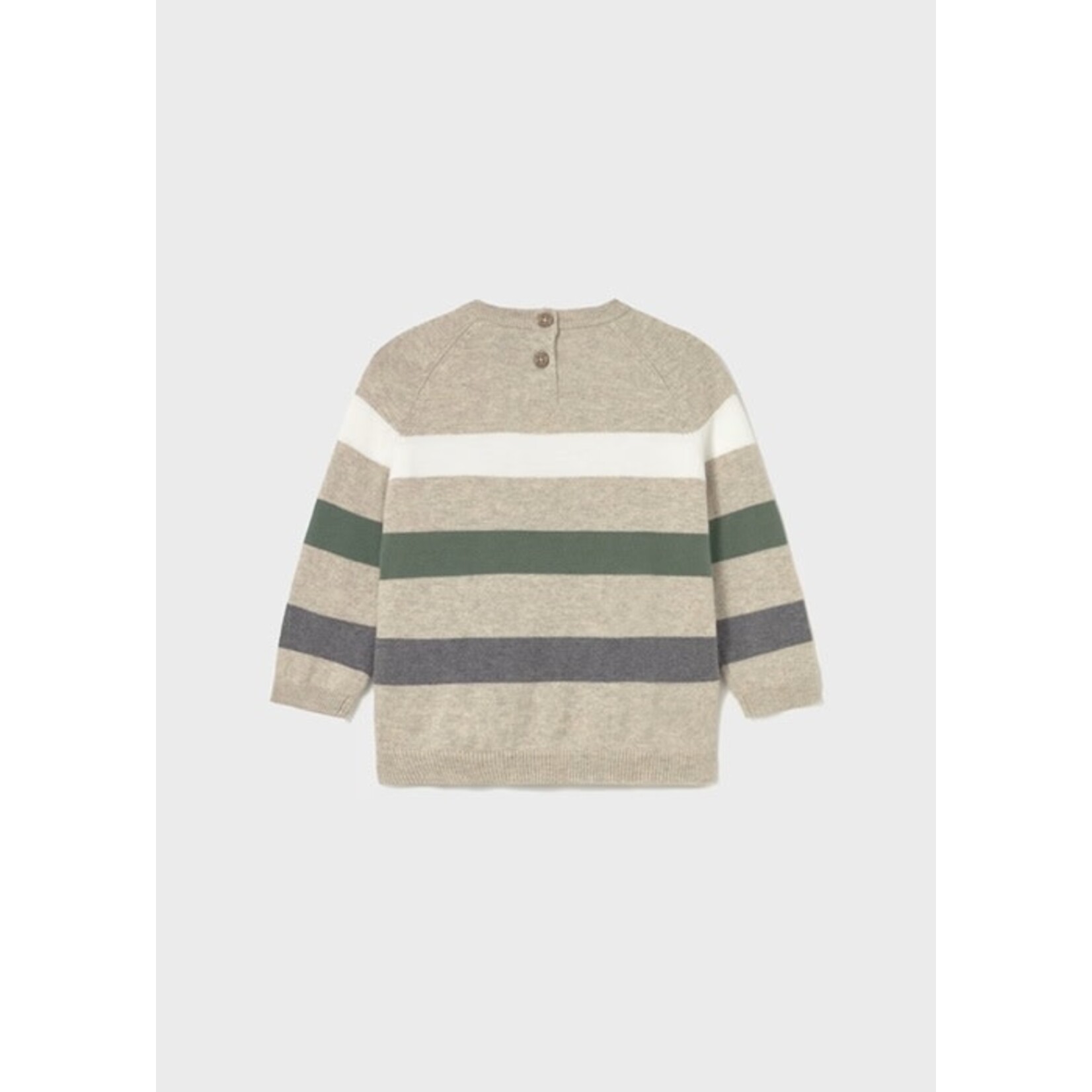 Mayoral MAYORAL - Long sleeve lightweight knit sweater in heather beige with white, green and gray blocks